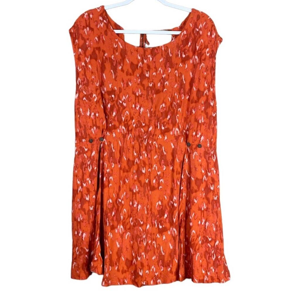Free People Fake Love Animal Print Mini Dress Pumpkin Orange Open Back Sz Large